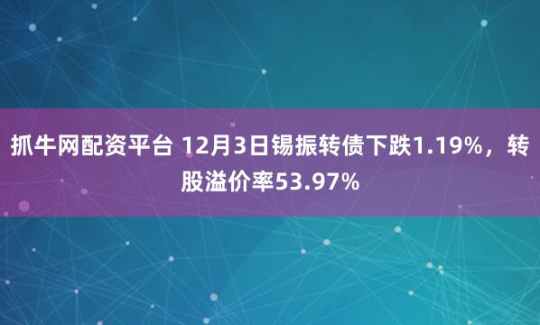 抓牛网配资平台 12月3日锡振转债下跌1.19%，转股溢价率53.97%